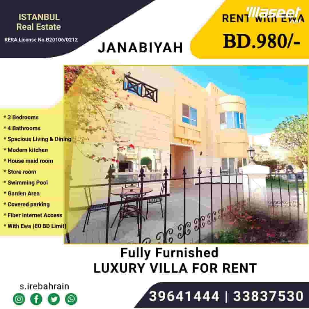 A fully furnished luxury villa for rent in Janabiyah