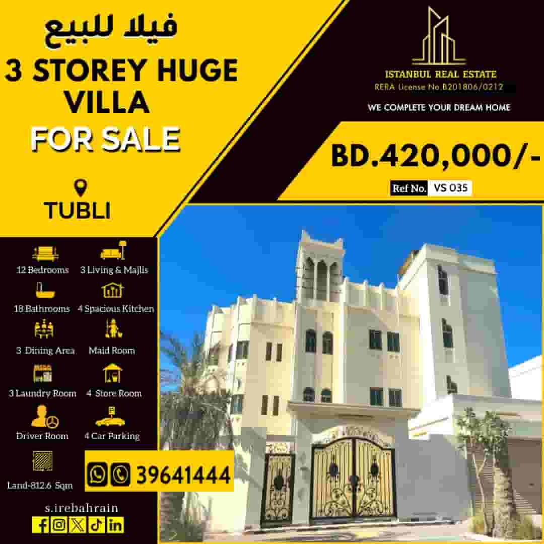 A huge 3-storey villa for sale in Tubli