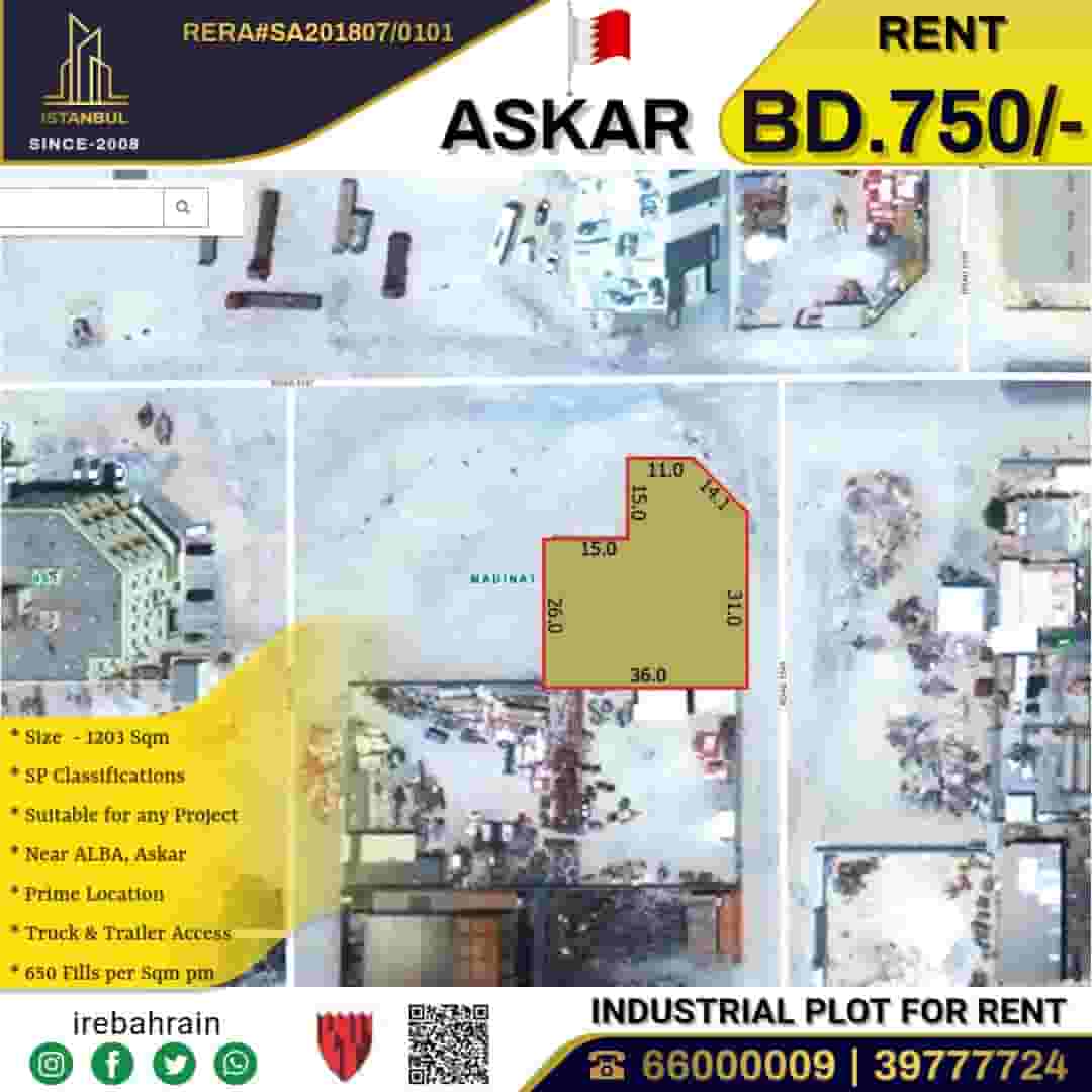 Industrial Plot for Rent in ASKAR, near ALBA