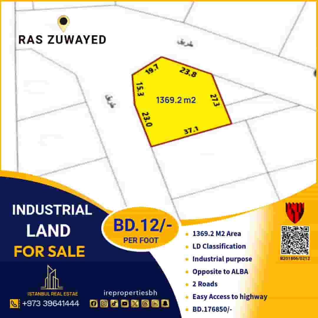 Industrial land for sale in Ras Zuwaid