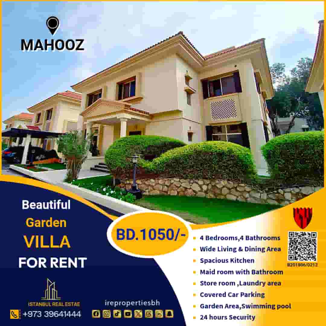 Semi Furnished 4 BHK Garden Villa For rent in Mahooz BD.1050/-