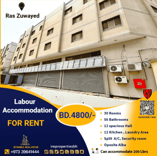Approved housing (200 people) for rent in Ras Zuwaid 
