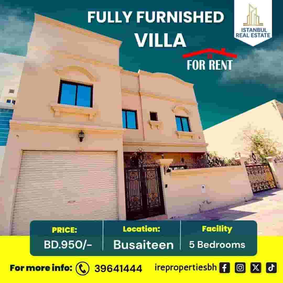 Luxury fully furnished 5 bedroom villa for rent in Busaiteen