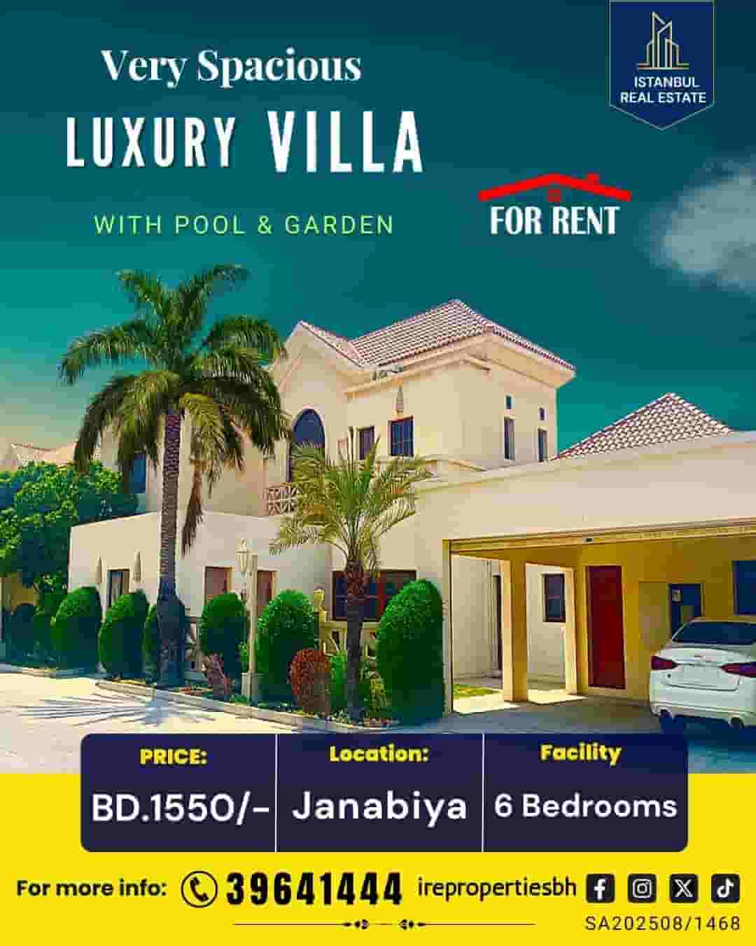 A spacious and furnished luxury villa for rent in Janabiyah