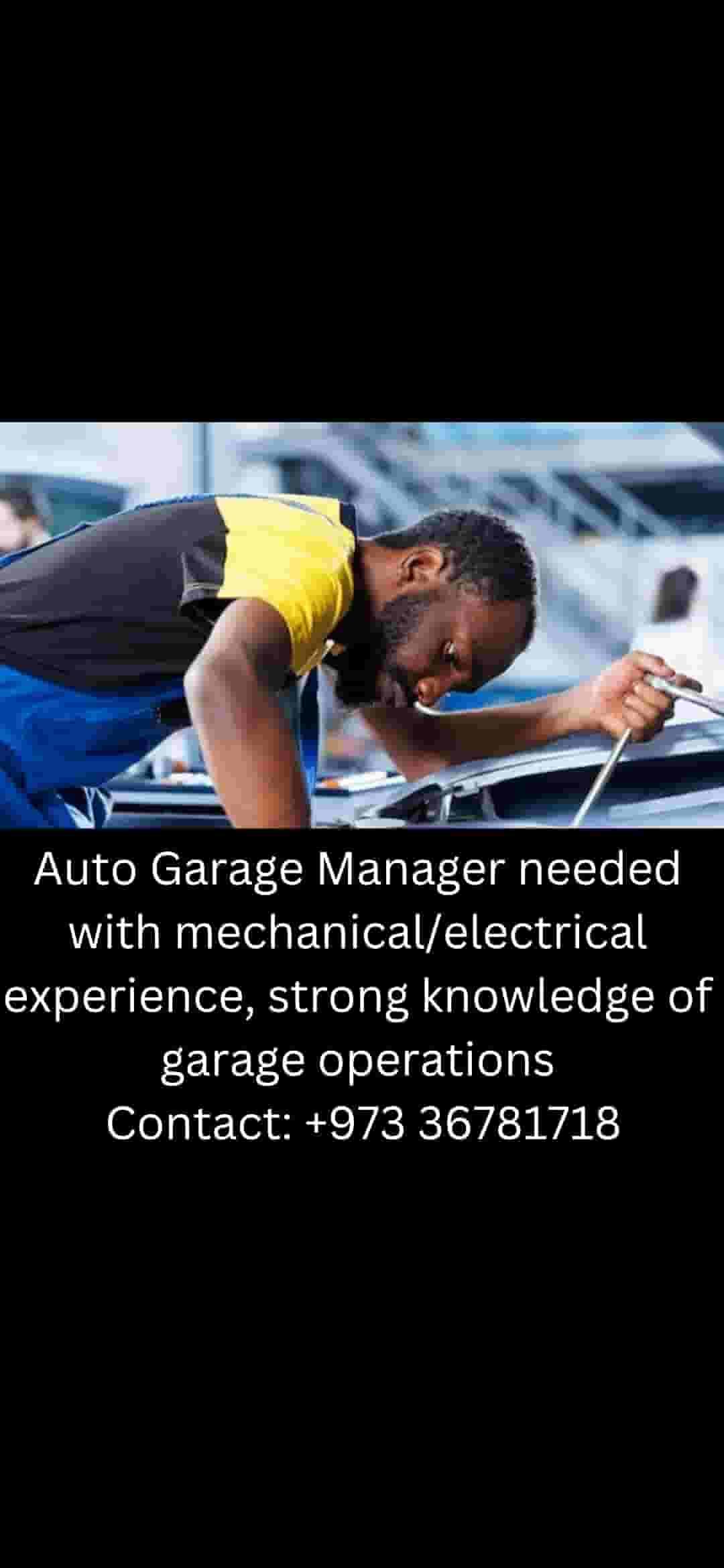 Urgently Required - Experienced Car Garage Manager 