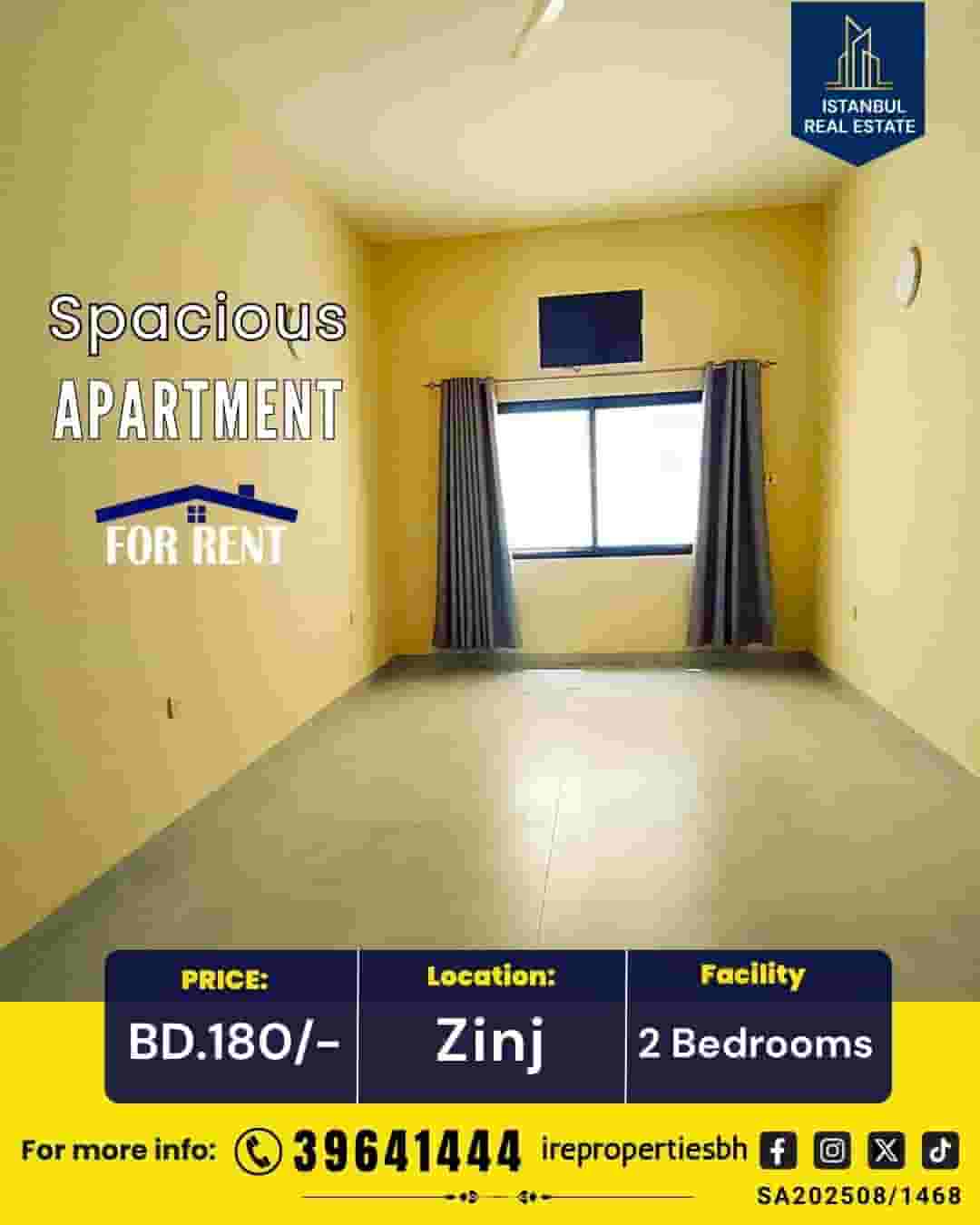 Spacious two bedroom apartment for rent | Zinj  