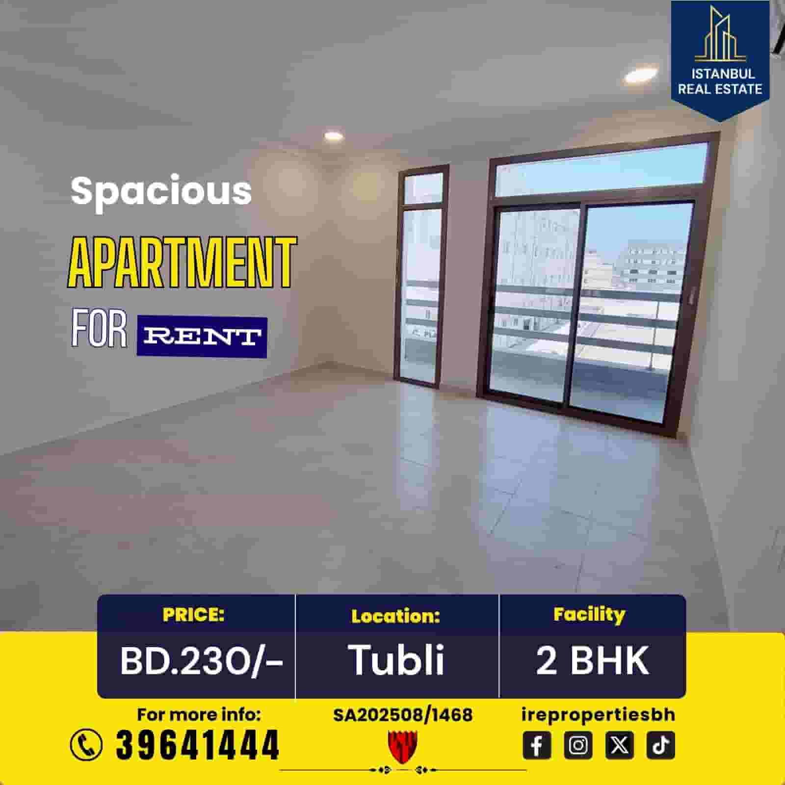 Two bedroom semi-furnished family apartment for rent in Tubli