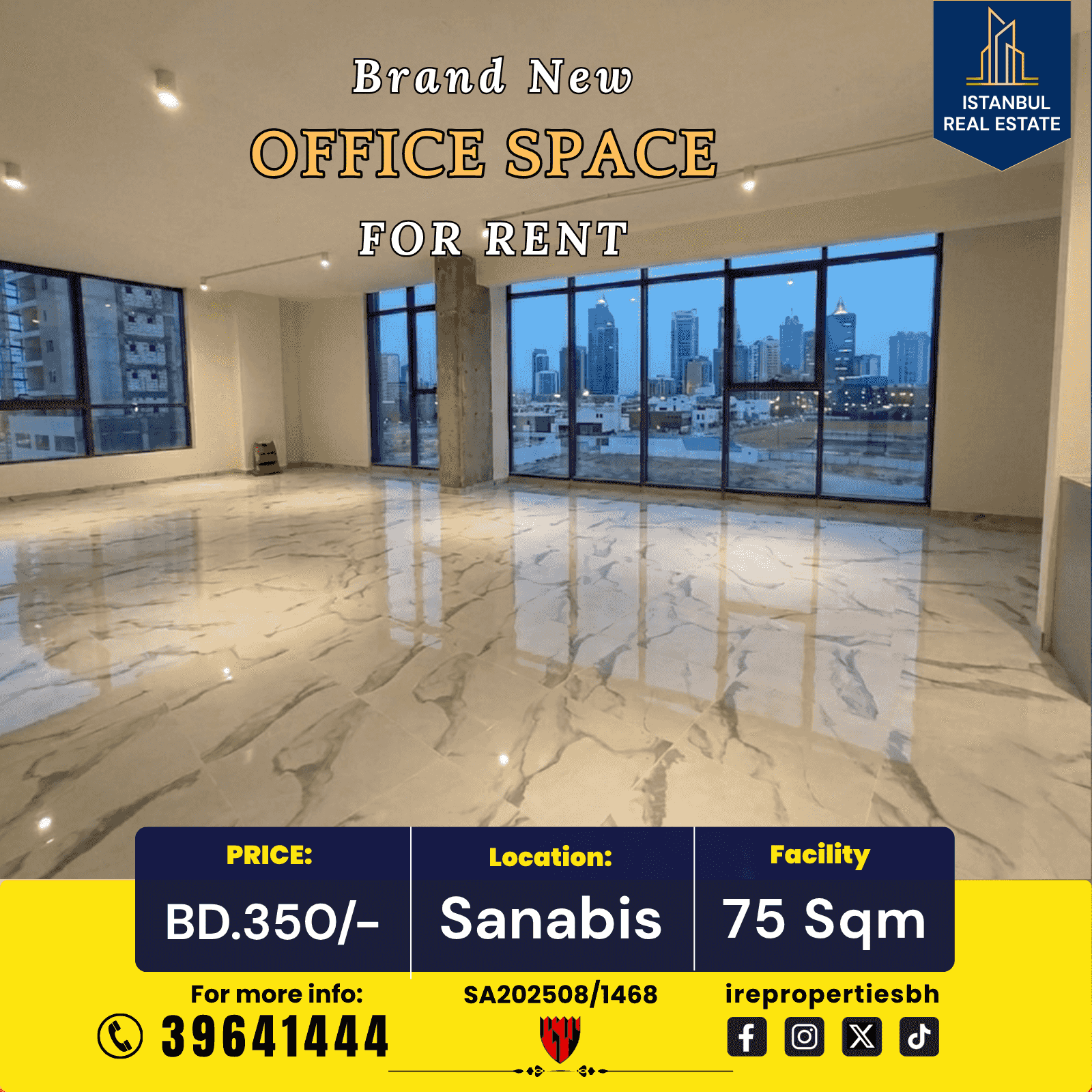 Brand New Premium Office Space for rent in Sanabis BD 350/-