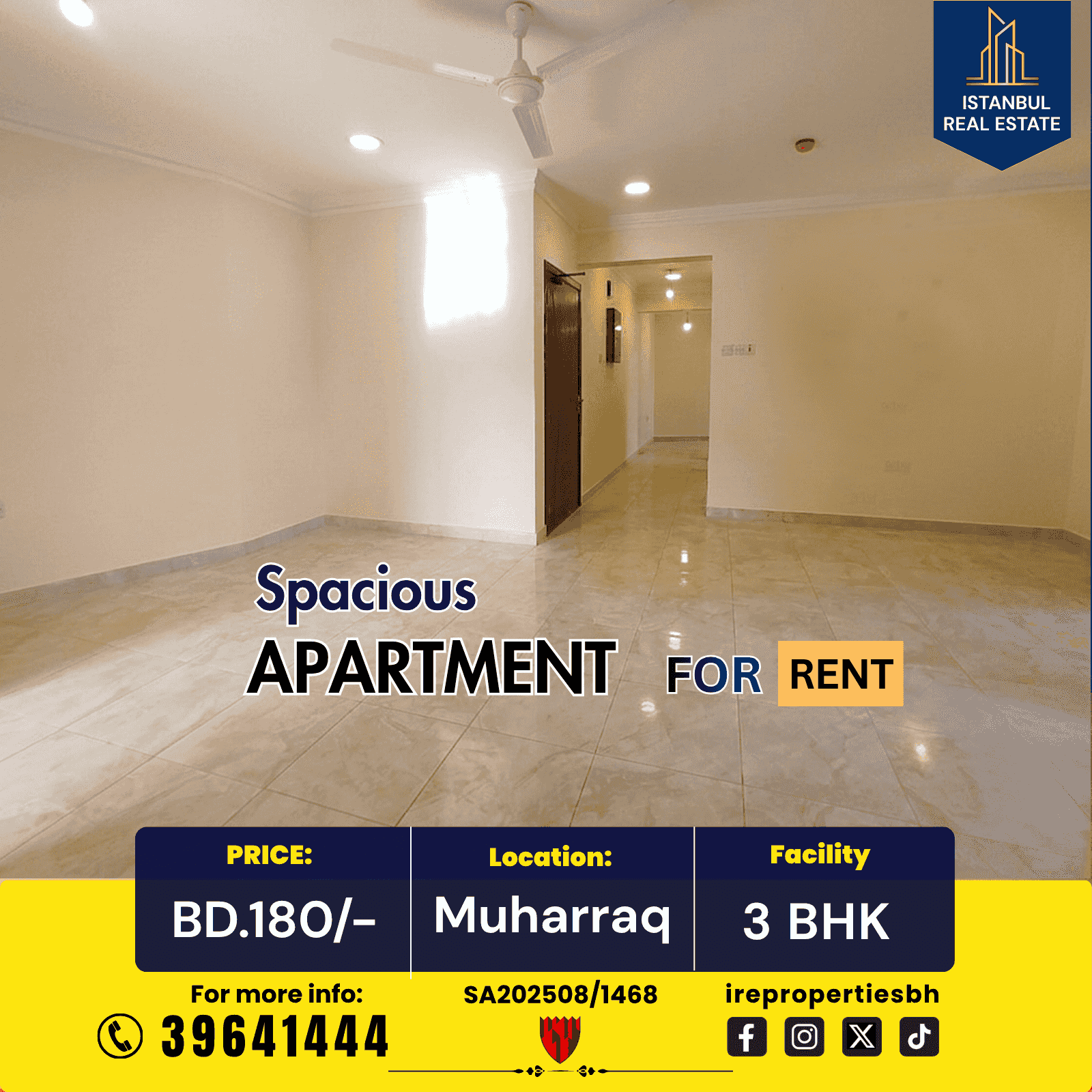 3 bedroom apartment for rent in Muharraq near Garden Casino