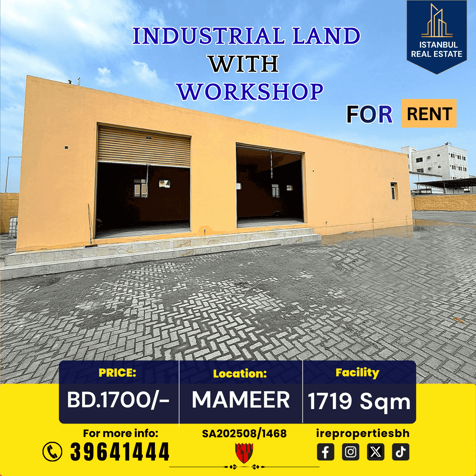 Industrial land with workshop for rent