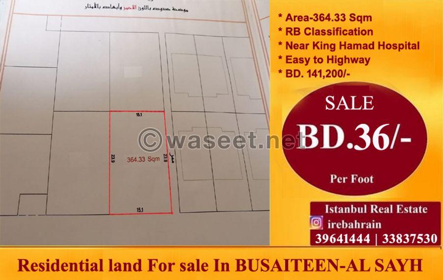 Residential land for sale in Busaiteen Al Sayh  1
