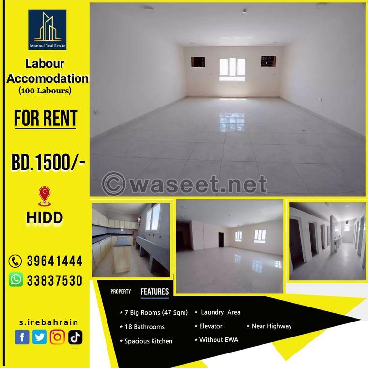 Labour Accommodation  100 Labours  for rent in Hidd Near Highway  6