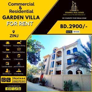 Commercial and residential villa for rent in Zinj