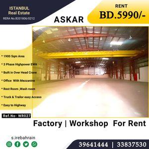 Factory 1900 sqm for rent
