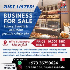 Bakery  sweets and ice cream shop for sale