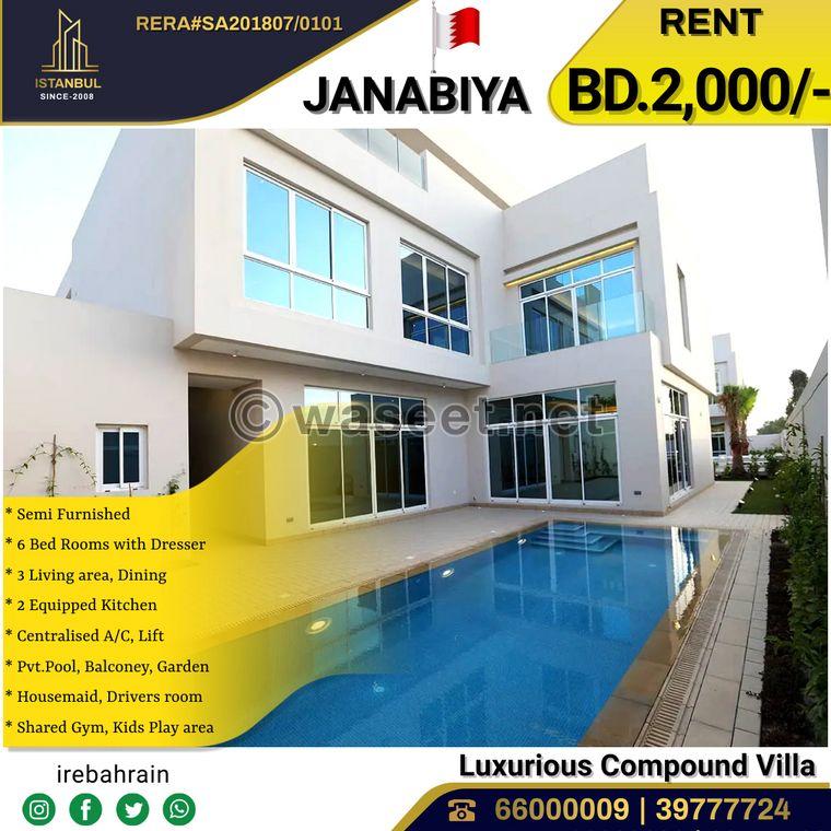 Luxurious semi-furnished villa for rent 0