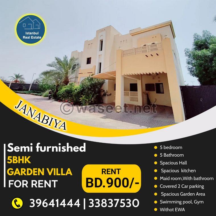 5 bedroom villa for rent in Janabiyah 0