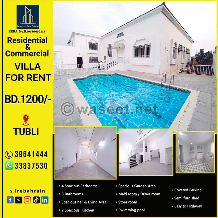 Residential and commercial villa for rent in Tubli 0