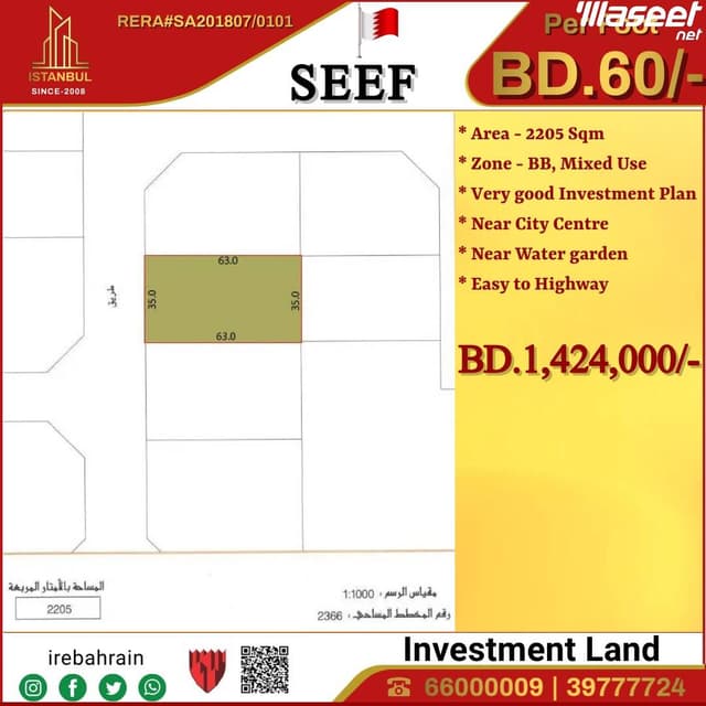 Investment land for sale in Seif