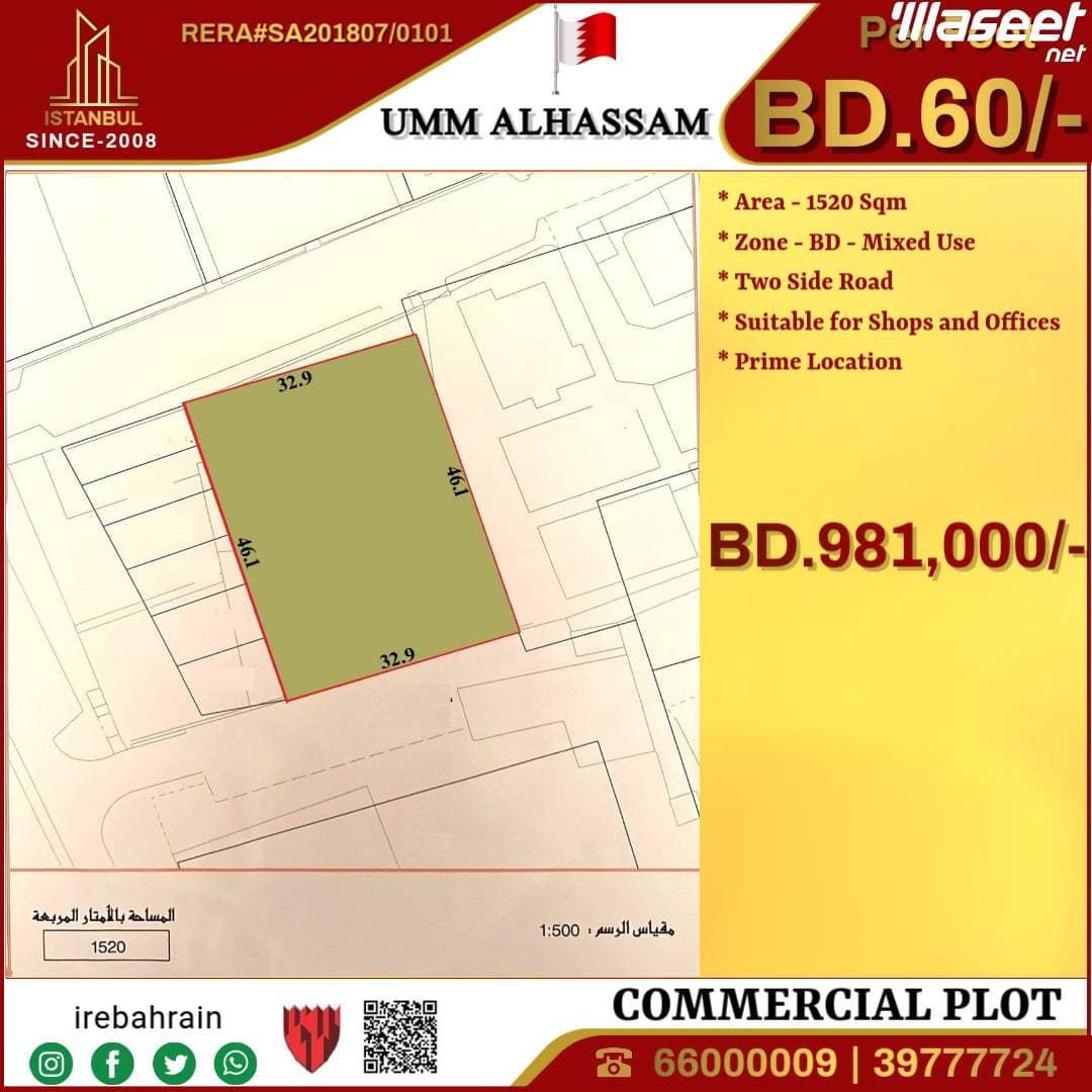 Commercial Plot for sale in Um Alhassam 1