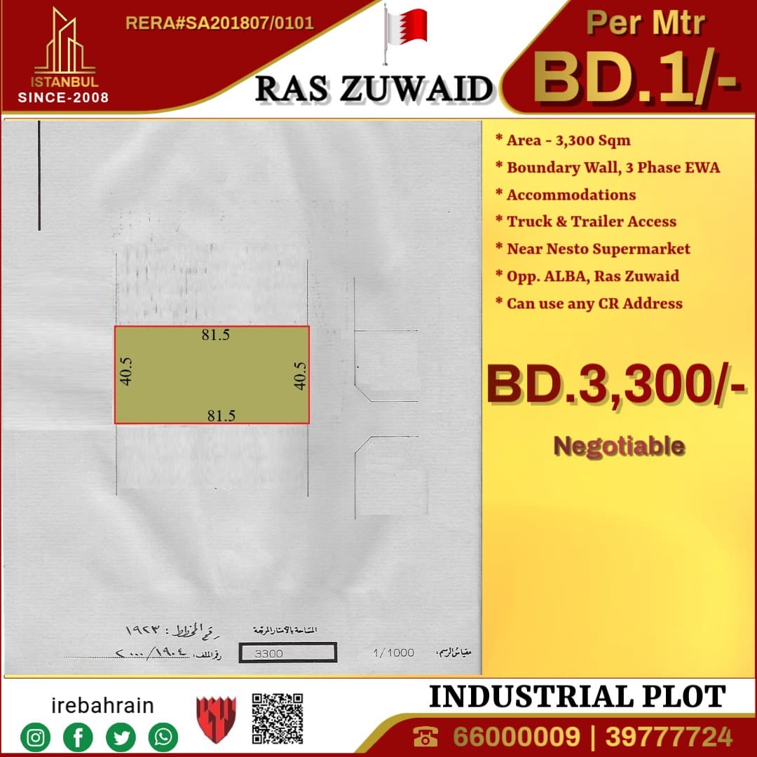 A plot of industrial land for rent in Ras Zuweid 0
