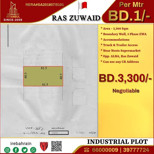 A plot of industrial land for rent in Ras Zuweid