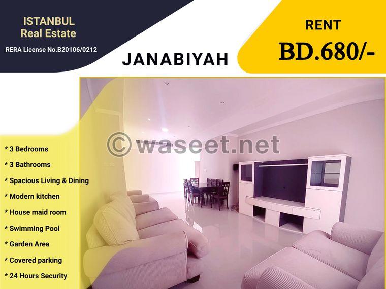 Semi furnished Compound  Villa for rent in Janabiyah  BD 680  0