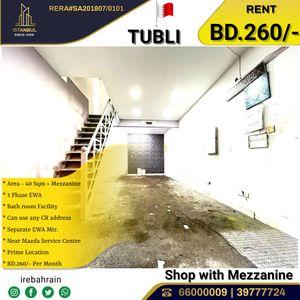 Commercial Shop 10 x 4 with mezzanine for Rent in TUBLI 