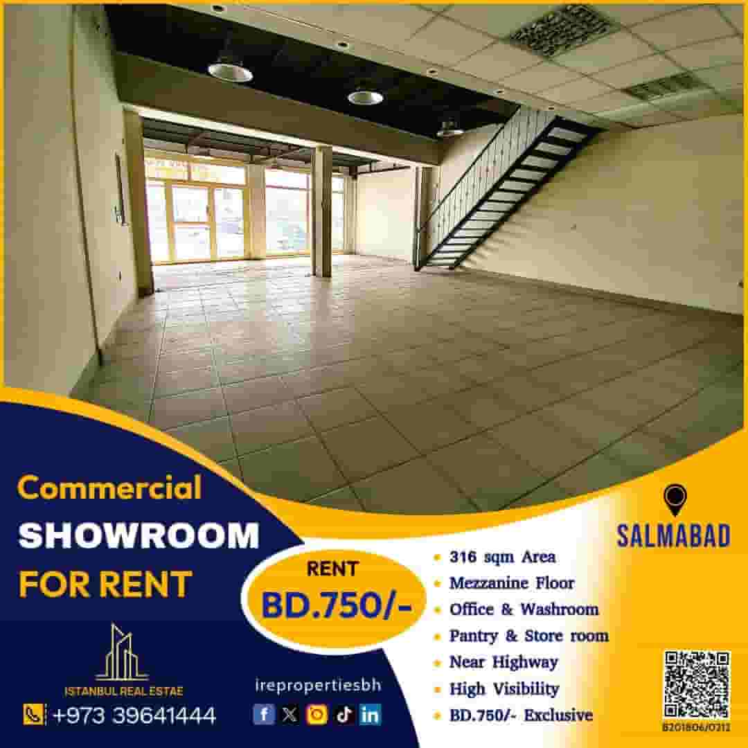 316 sqm showroom for rent in Salmabad  316 sqm showroom for rent in Salmabad