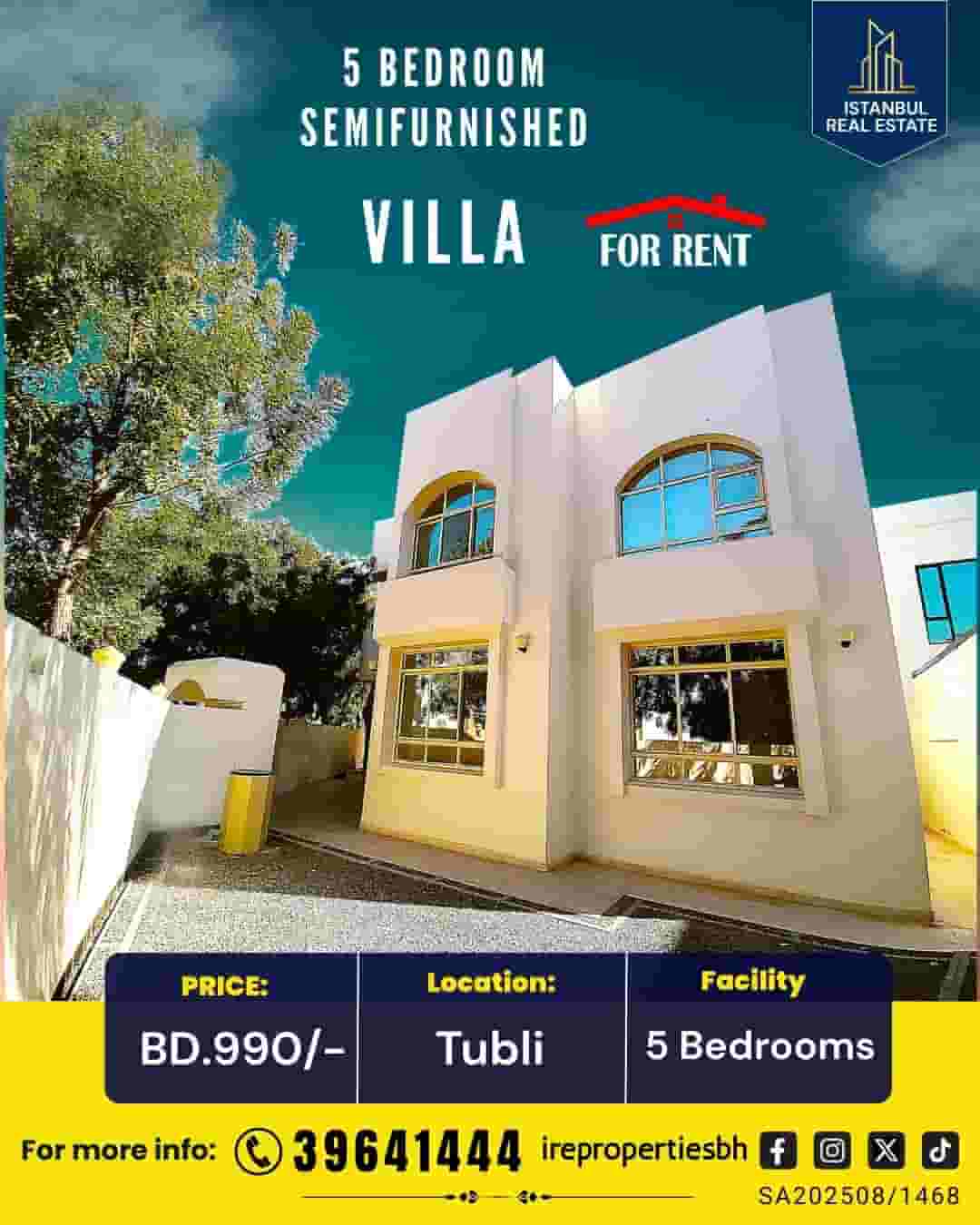 A luxurious semi-furnished 5 bedroom garden villa for rent in Tubli A luxurious semi-furnished 5 bedroom garden villa for rent in Tubli