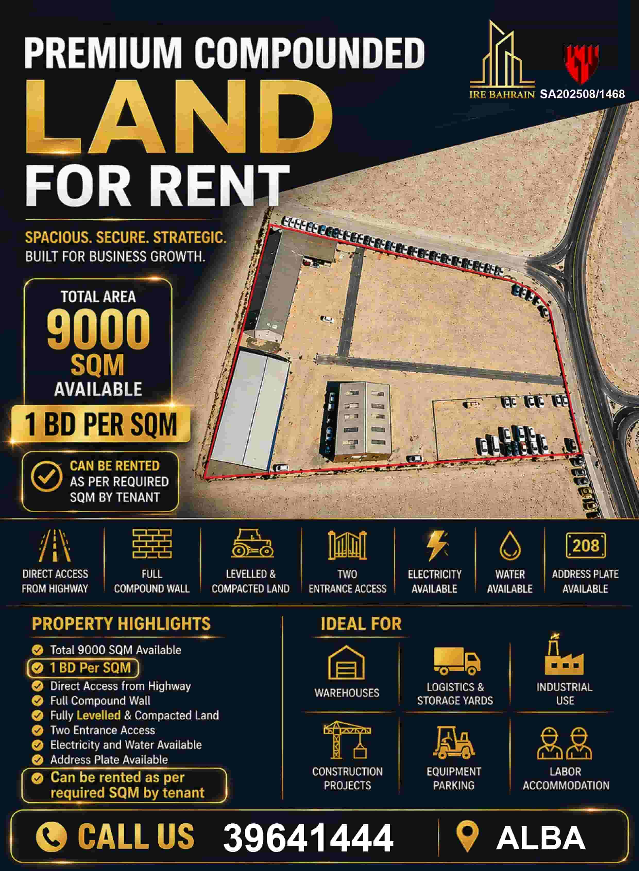 Industrial Land for Rent in Alba Near Highway 1/- BD Per Sqm Industrial Land for Rent in Alba Near Highway 1/- BD Per Sqm